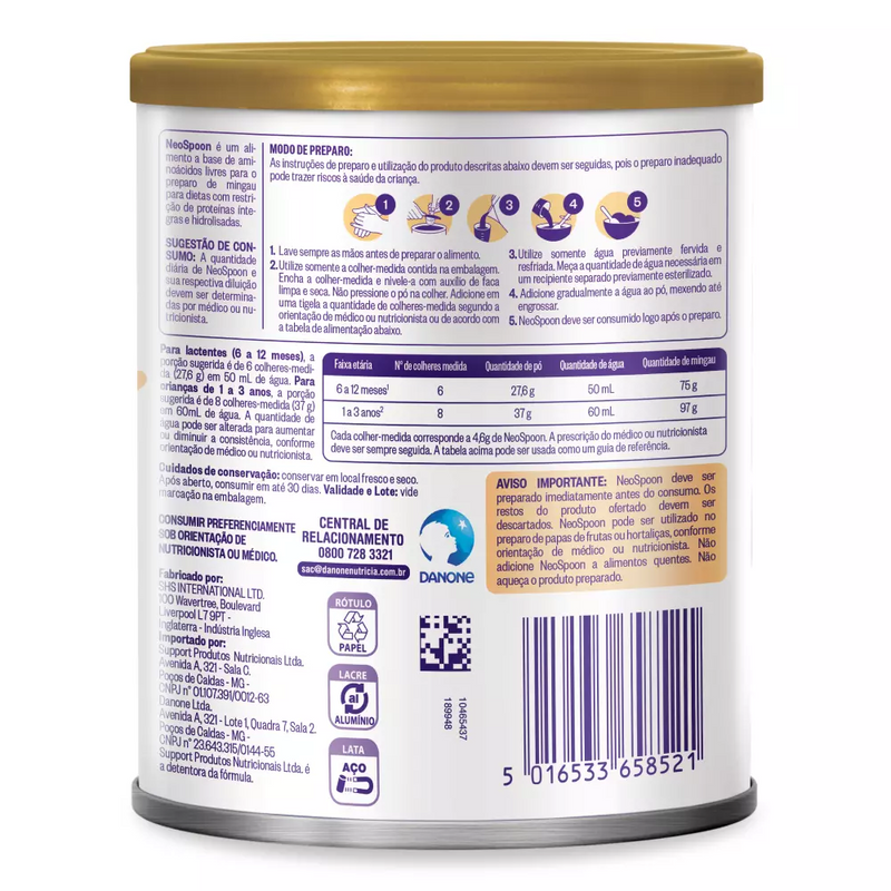 NeoSpoon 400g: Papinha Nutricional e Segura para Bebês com Alergia Alimentar Gvitta Store