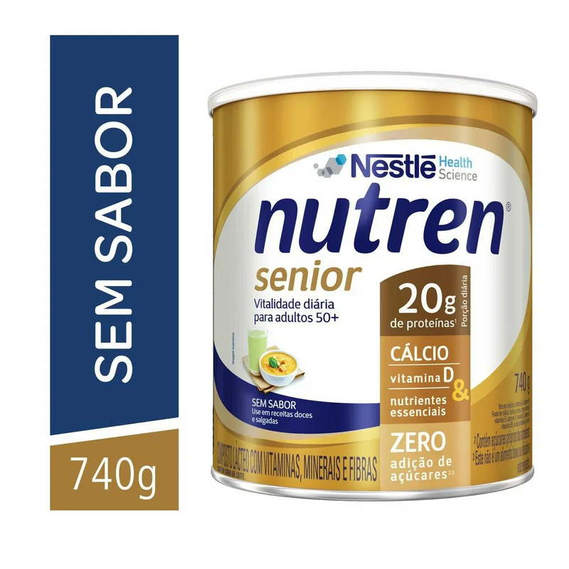 Nutren Senior Sem Sabor 740g da Nestlé: Enriquecimento Nutricional para Adultos Acima de 50 Anos Gvitta Store